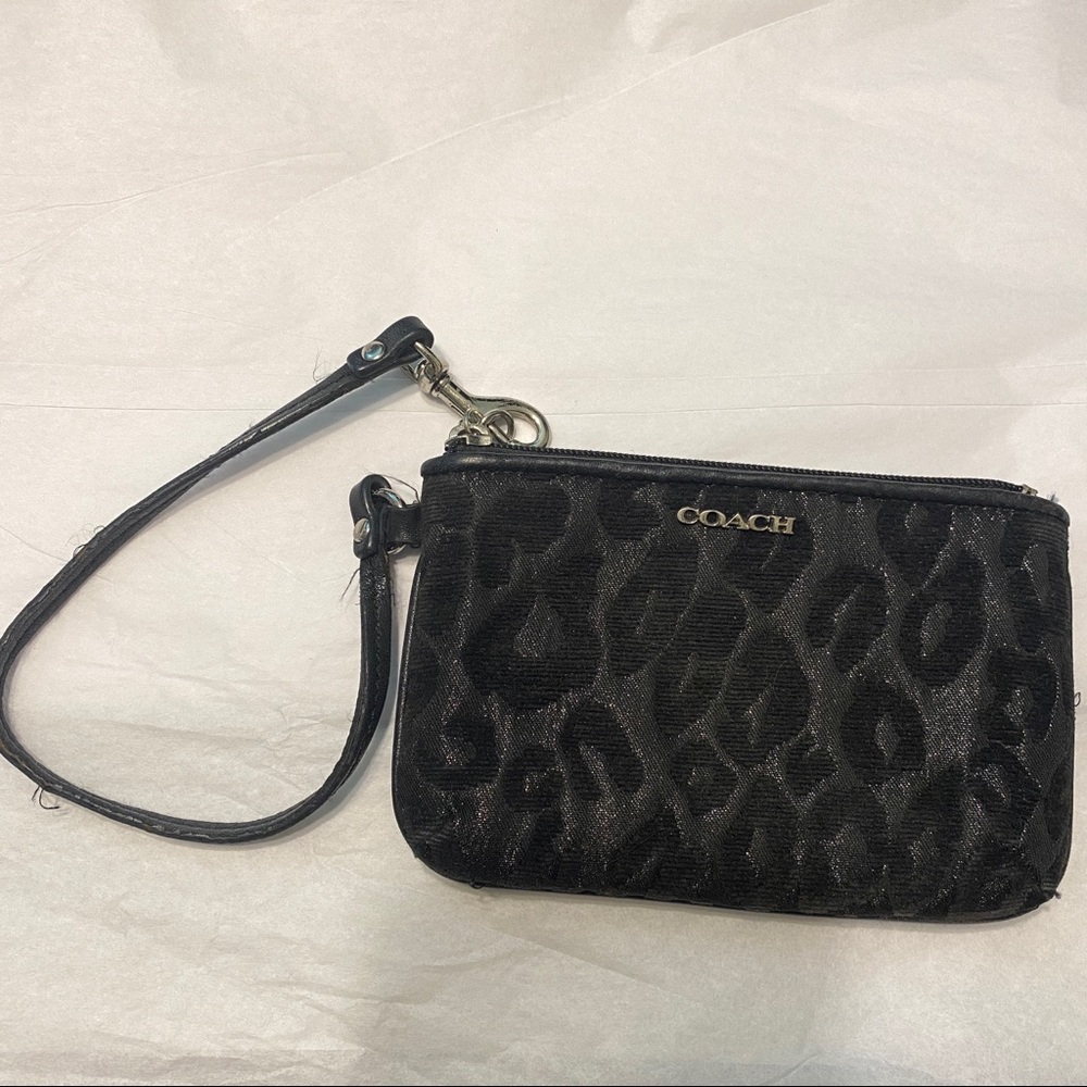 Black Leopard Sparkly Coach Wristlet